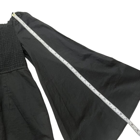 Alice McCall Bell Flare Sleeve Smocked Mini Dress Black Size 4 Boho Groovy - Picture 11 of 11